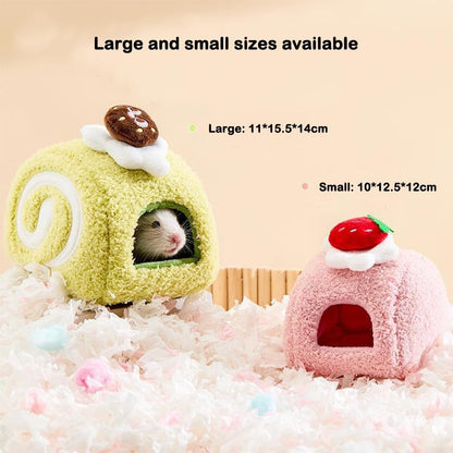 Swiss Roll Small Animal Beds, Cozy Cotton Nest for Hamsters, Mice, Chinchillas, Yellow & Multicolor, 4"D x 3"W x 3"H