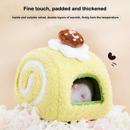 Swiss Roll Small Animal Beds, Cozy Cotton Nest for Hamsters, Mice, Chinchillas, Yellow & Multicolor, 4"D x 3"W x 3"H