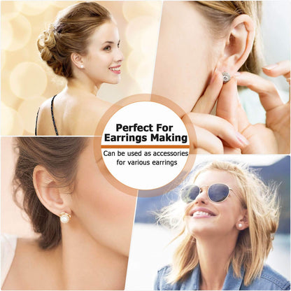 Hypoallergenic Earring Posts and Backs, 2000pcs Stud Earrings Making Kit with Ear Ring Base and Earring Backs for Leather Stud, Clay, Pearl Jewelry Making (Gold & Silver)