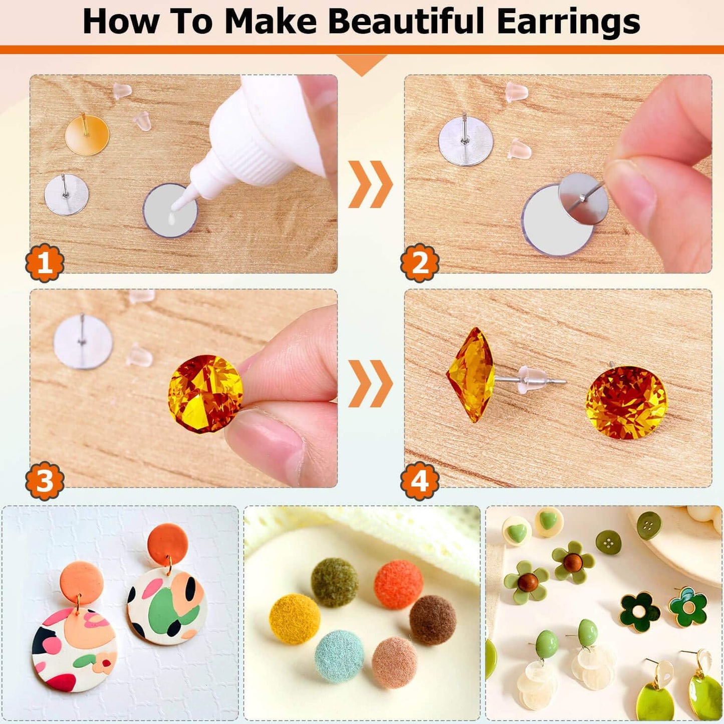 Hypoallergenic Earring Posts and Backs, 2000pcs Stud Earrings Making Kit with Ear Ring Base and Earring Backs for Leather Stud, Clay, Pearl Jewelry Making (Gold & Silver)