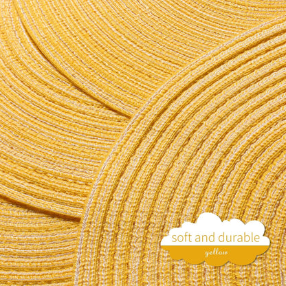 Round Braided Placemats Set of 6 Place mats for Dining Tables Woven Heat Resistant Table Mats 15 inch (Yellow)