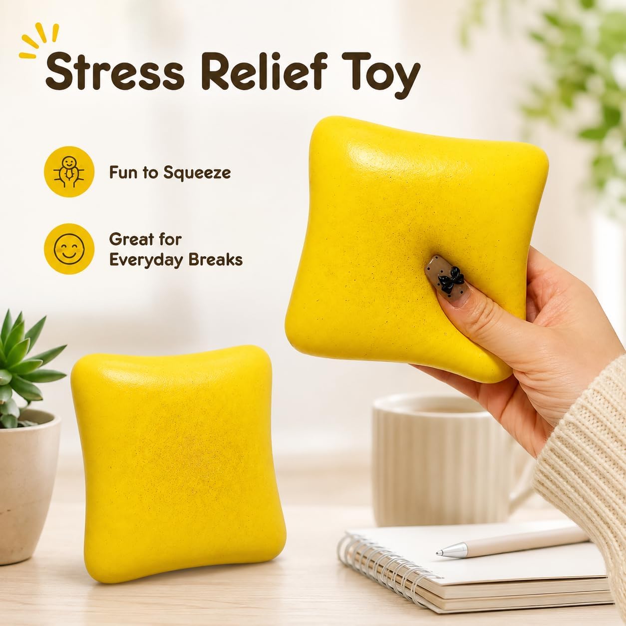 Sticky Bread Squishy Fidget Toys,Slow Rising Butter Squishy Toy,Moist and Soft Stress Toast Balls,Stress Relief & Fidget Toys for ADHD,Party Favor Gift (Yellow-1pcs)