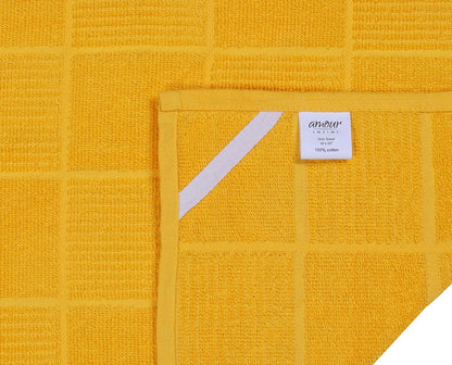 Kitchen Towels Pack of 4, Terry Cotton Dish Towels, Ultra Absorbent, Quick Drying Hand & Tea Towels, Soft Durable Cleaning Cloths with Hanging Loop, 16 x 26 Inch (Yellow)