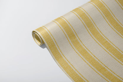 Neutral Beige Stripe Peel and Stick Fabric Canvas Wallpaper - Temporary Wallpaper for Accent Wall, Bathroom, Bedroom, Living Room (Yellow)