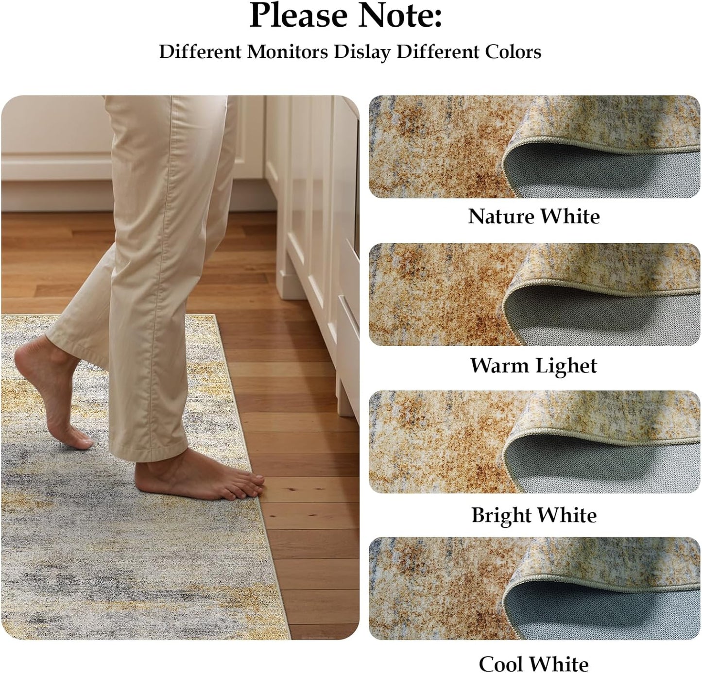 2x4 Washable Entryway Runner Rug: Abstract Small Area Rug Soft Non Slip Door Mat for Hallway Low Pile Thin Stain Resistant Floor Carpet for Kitchen Bedroom Bathroom Bedside Indoor(2x4,Grey/Yellow)