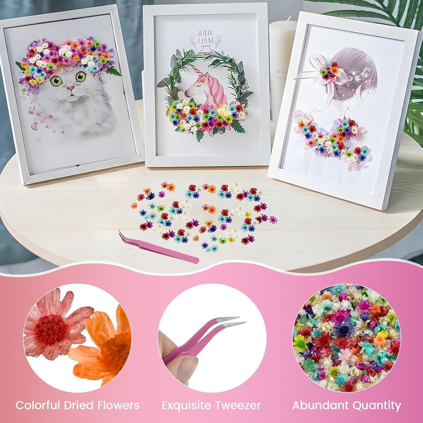 800 PCS Mini Dried Flowers for Resin, Include Tweezers, Small Tiny Flower | Natural Real Dried Pressed Art Bulk for Crafts Resin Nails, DIY Epoxy Earrings Jewelry Crafts, Soap Candles Making