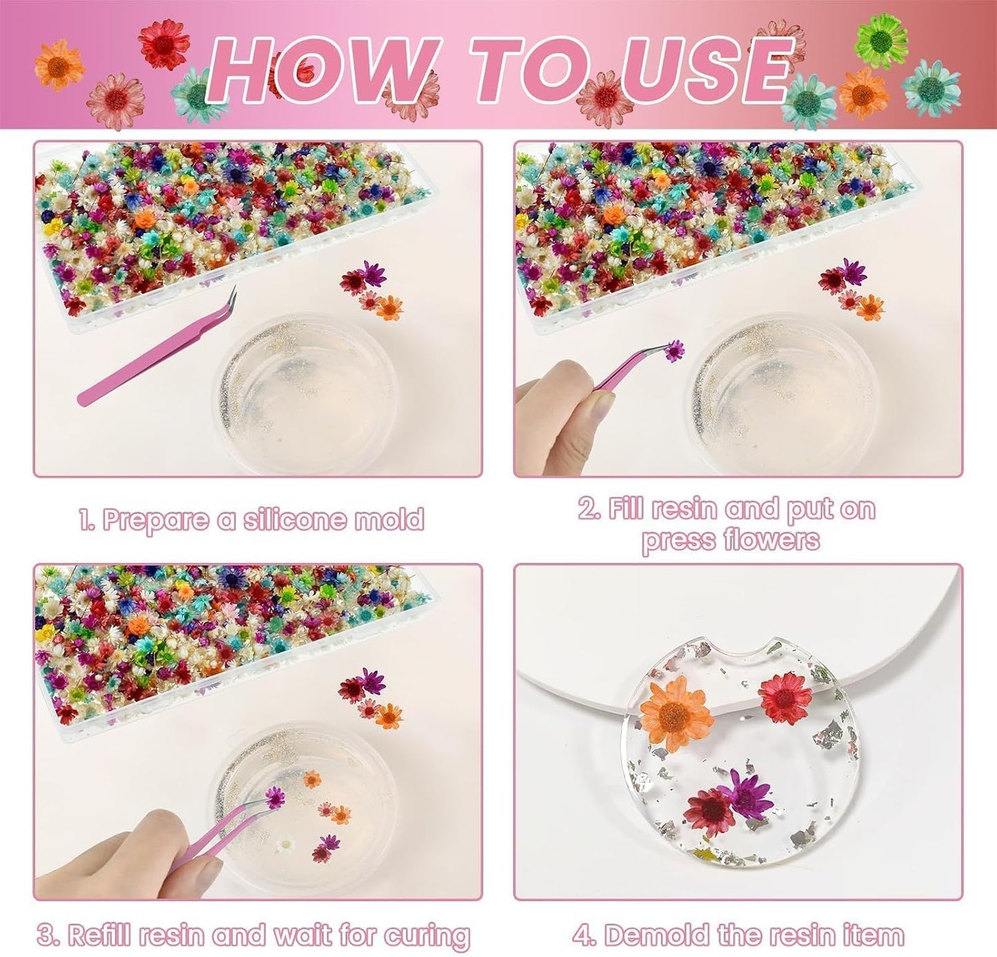 800 PCS Mini Dried Flowers for Resin, Include Tweezers, Small Tiny Flower | Natural Real Dried Pressed Art Bulk for Crafts Resin Nails, DIY Epoxy Earrings Jewelry Crafts, Soap Candles Making