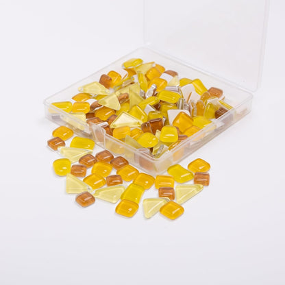 200g 7oz Yellow Irregular Mosaic Tiles Crystal Mosaic Glass Pieces Bulk | Crystal Mosaic Glass Pieces Bulk Square and Triangle Glass Tiles for Crafts