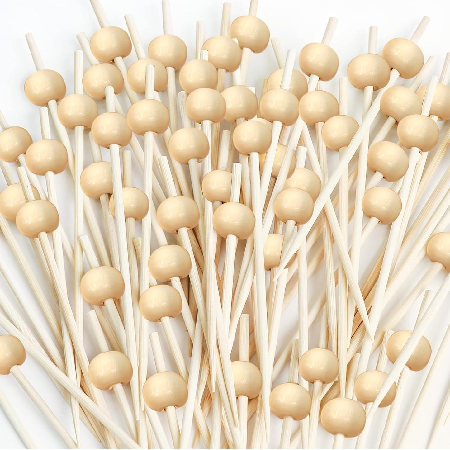 Wooden Cocktail Picks with Beads,200 Pcs 4.7 Inch Natural Bamboo Appetizer Skewers for Charcuterie, Fruit Kabobs, Party Food