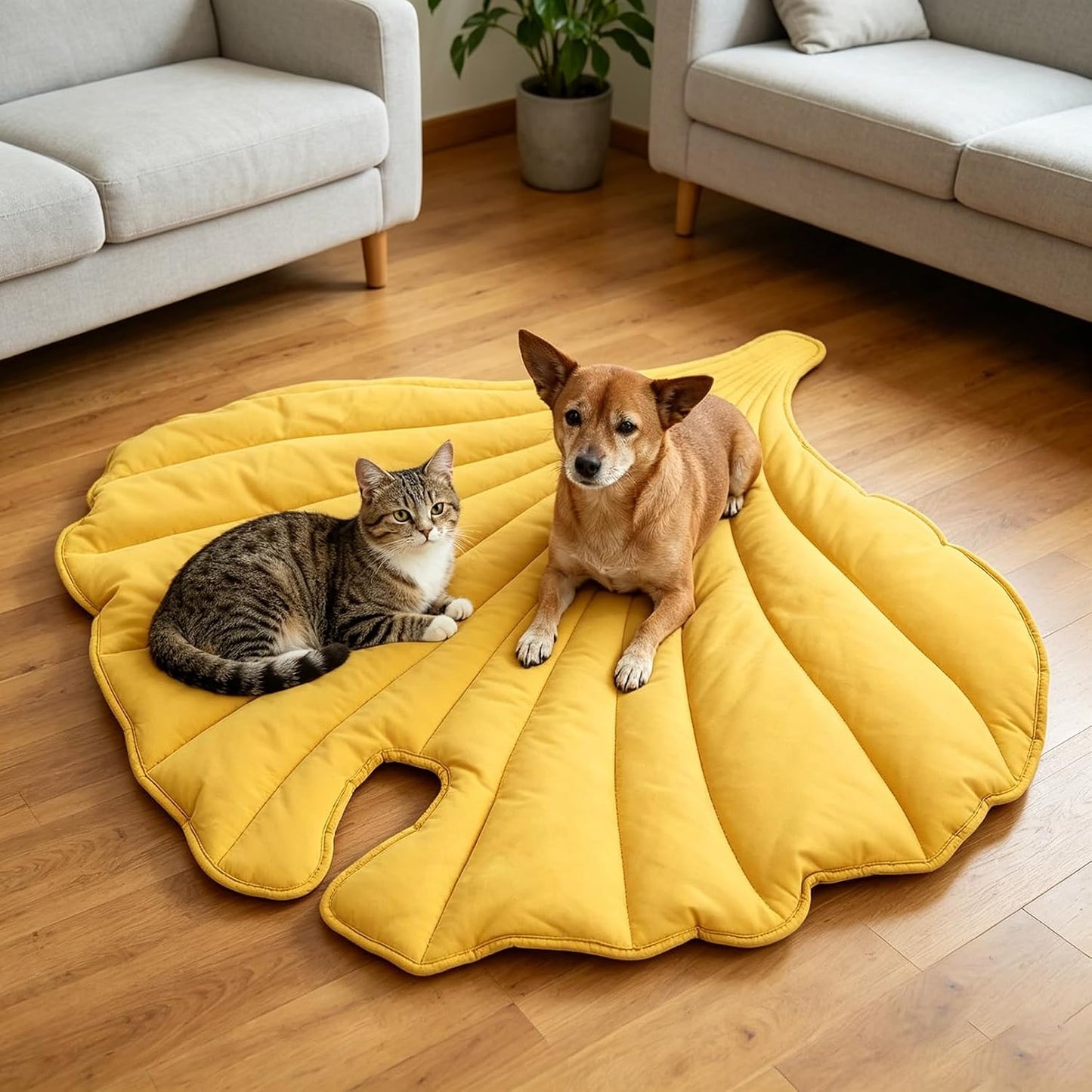 Letalong Extra Large Leaf Shaped Dog Blanket 50x45'', Soft Plush Puppy Bed Mat for Small Medium Large Dogs, Machine Washable Pet Throw for Couch, Sofa & Furniture Protection, Durable & Cozy