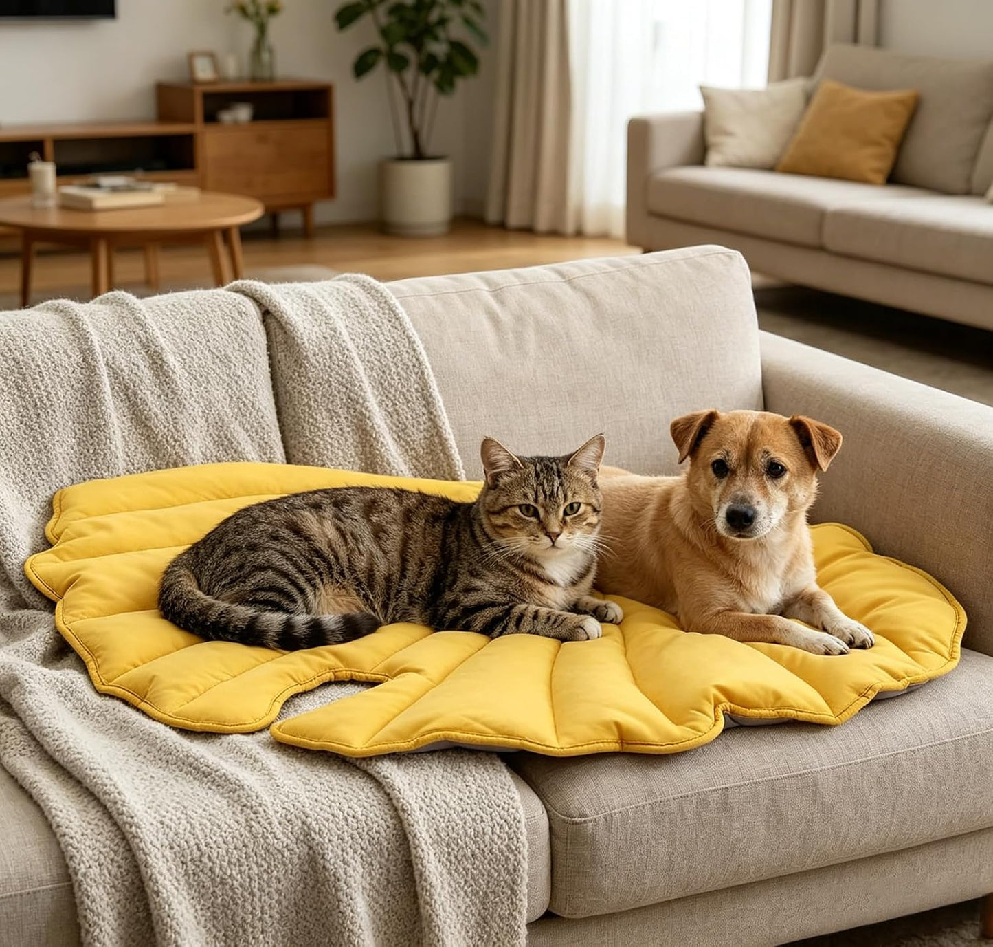 Letalong Extra Large Leaf Shaped Dog Blanket 50x45'', Soft Plush Puppy Bed Mat for Small Medium Large Dogs, Machine Washable Pet Throw for Couch, Sofa & Furniture Protection, Durable & Cozy