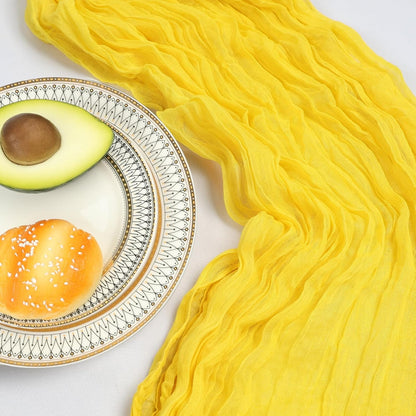 6 Pack 10FT Lemon Yellow Cheesecloth Table Runner 120 Inch Long Gauze Rustic Boho Summer Cheese Cloth Table Runner Sheer Fabric Decorations for Holiday Party Wedding Banquet Bridal Baby Shower Décor