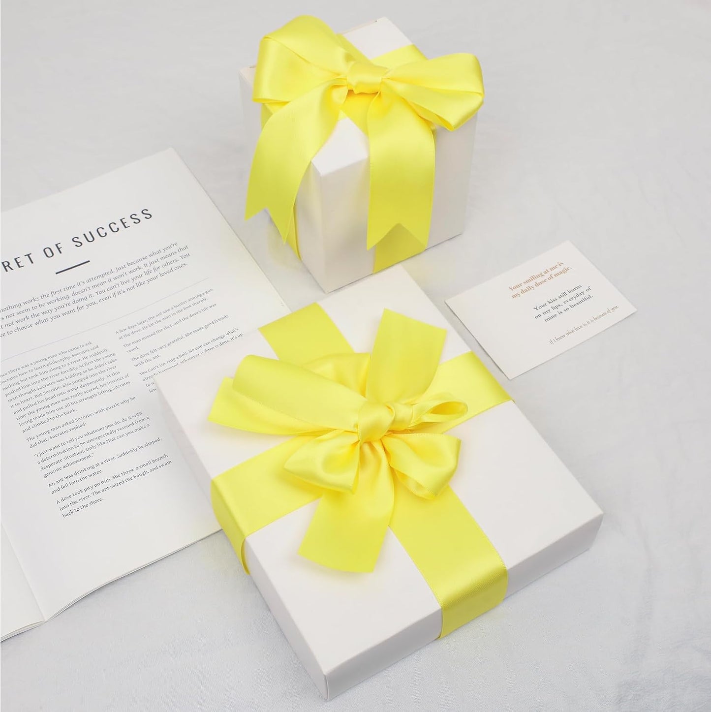 Lemon Yellow Satin Ribbon, Double Faced 1-1/2 Inch X 50 Yards Lemon Yellow Ribbon, Premium Satin Ribbon for Gift Wrapping, Crafts, Hair Bow Making, Sewing, Flower Bouquet, Wedding Party Decor