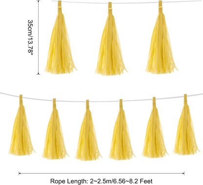 20Pcs Light Yellow Tassel Garland Banner with Rope Tissue Paper Tassels Party DIY Kits for Anniversary Wedding Birthday Party