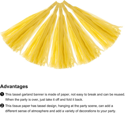 20Pcs Light Yellow Tassel Garland Banner with Rope Tissue Paper Tassels Party DIY Kits for Anniversary Wedding Birthday Party