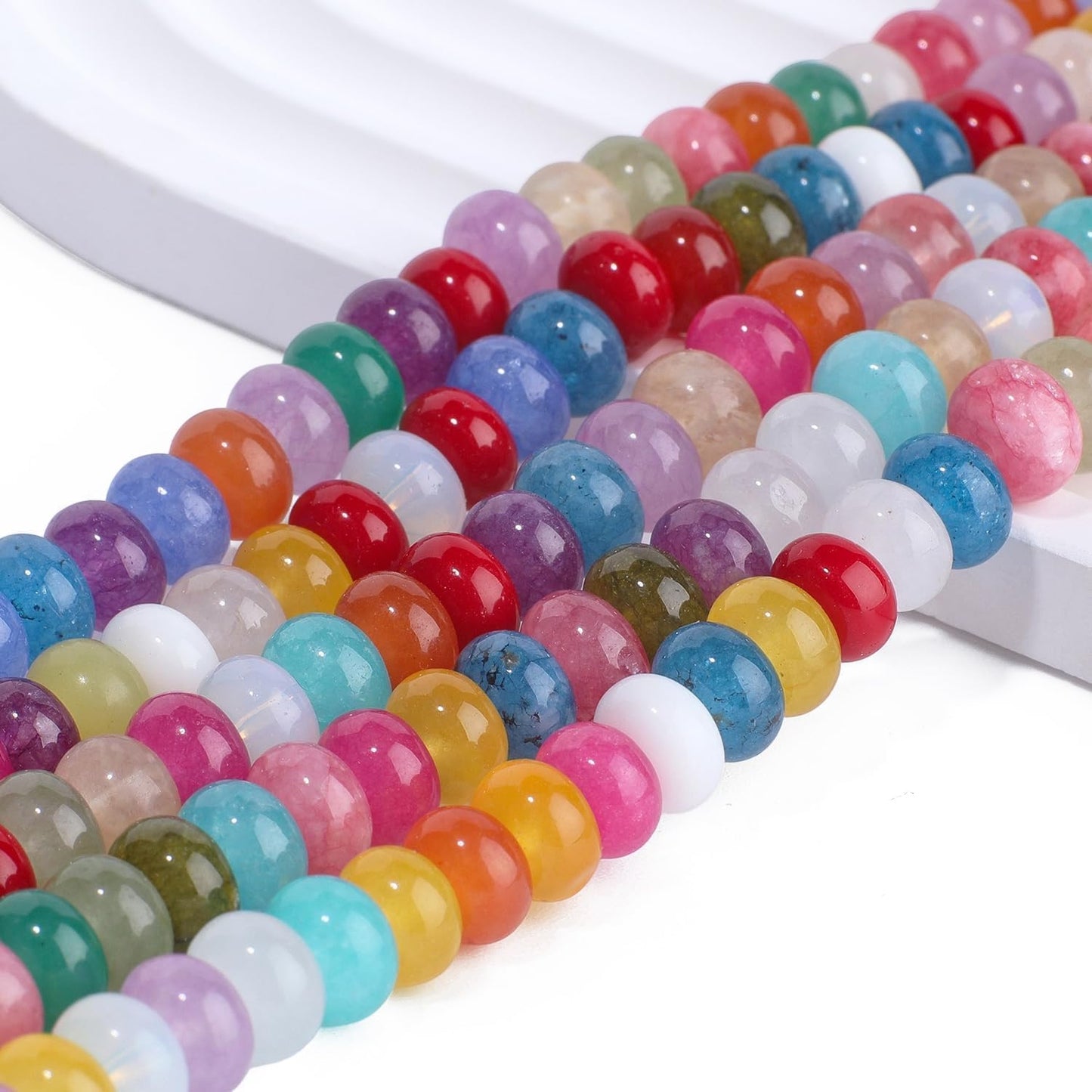 5x8mm Natural Green Lemon Jade Stone Rondelle Beads, 75PCS Spacer Round Loose Abacus Beads for Jewelry Making, Gemstone for Bracelet Necklace Earrings, Arts and Crafts - Colors B