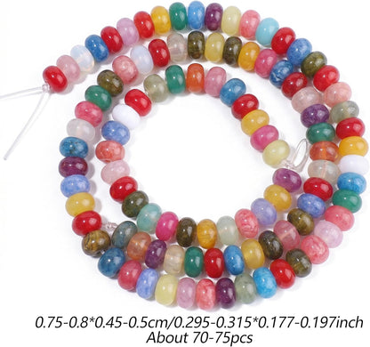 5x8mm Natural Green Lemon Jade Stone Rondelle Beads, 75PCS Spacer Round Loose Abacus Beads for Jewelry Making, Gemstone for Bracelet Necklace Earrings, Arts and Crafts - Colors B