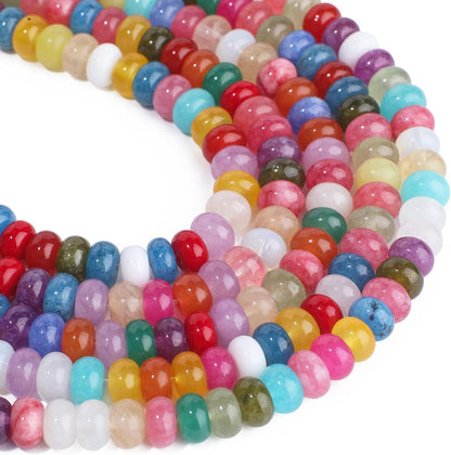 5x8mm Natural Green Lemon Jade Stone Rondelle Beads, 75PCS Spacer Round Loose Abacus Beads for Jewelry Making, Gemstone for Bracelet Necklace Earrings, Arts and Crafts - Colors B