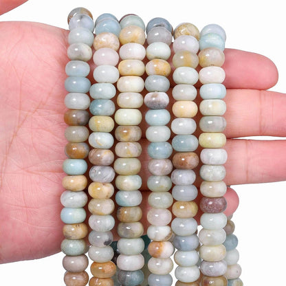 5x8mm Natural Green Lemon Jade Stone Rondelle Beads, 75PCS Spacer Round Loose Abacus Beads for Jewelry Making, Gemstone for Bracelet Necklace Earrings, Arts and Crafts - Colors B