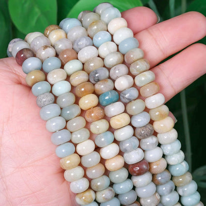 5x8mm Natural Green Lemon Jade Stone Rondelle Beads, 75PCS Spacer Round Loose Abacus Beads for Jewelry Making, Gemstone for Bracelet Necklace Earrings, Arts and Crafts - Colors B