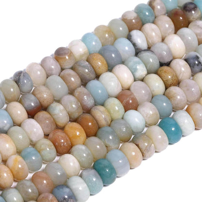5x8mm Natural Green Lemon Jade Stone Rondelle Beads, 75PCS Spacer Round Loose Abacus Beads for Jewelry Making, Gemstone for Bracelet Necklace Earrings, Arts and Crafts - Colors B