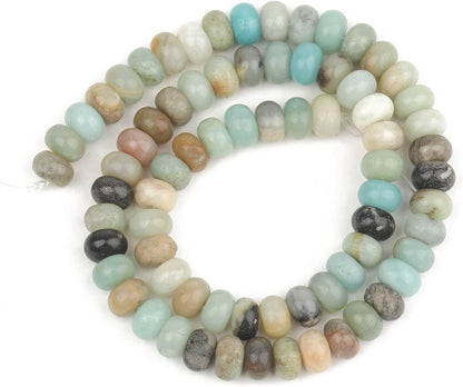 5x8mm Natural Green Lemon Jade Stone Rondelle Beads, 75PCS Spacer Round Loose Abacus Beads for Jewelry Making, Gemstone for Bracelet Necklace Earrings, Arts and Crafts - Colors B