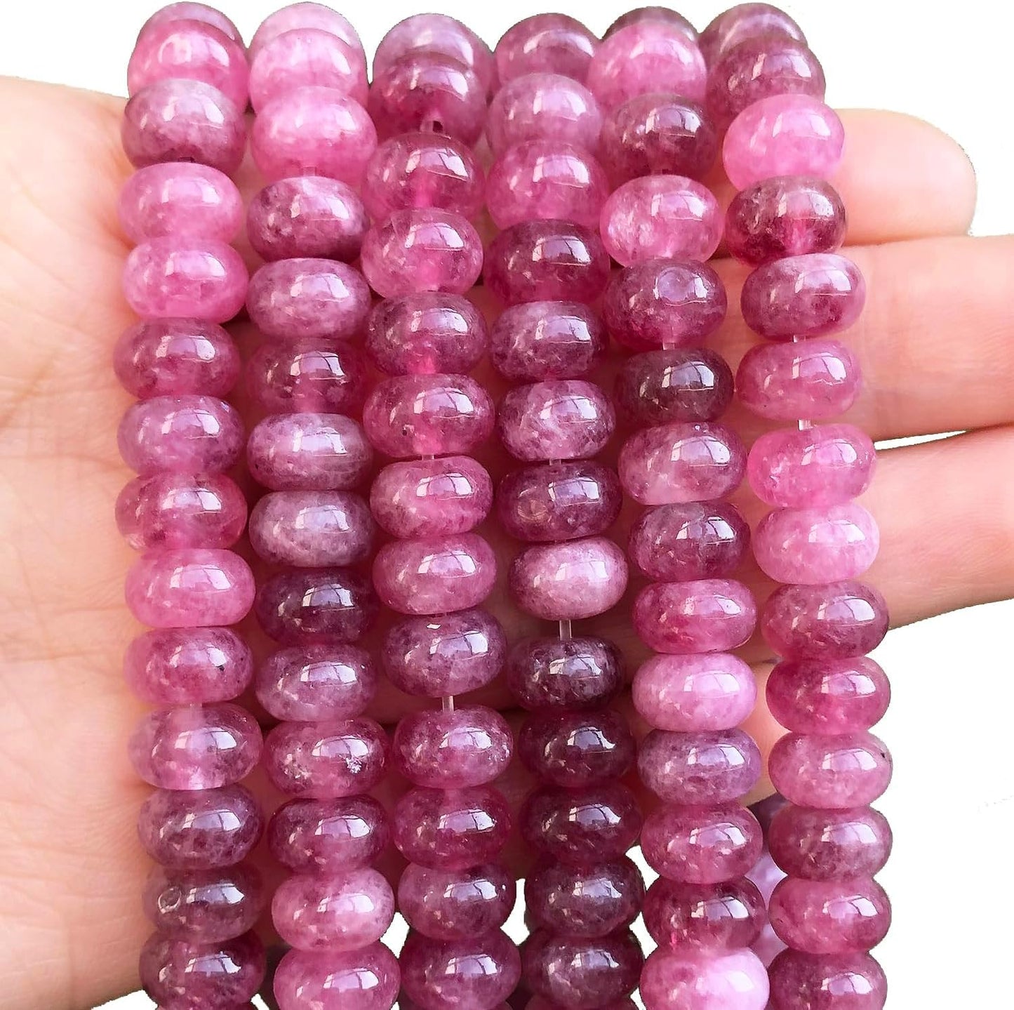 5x8mm Natural Green Lemon Jade Stone Rondelle Beads, 75PCS Spacer Round Loose Abacus Beads for Jewelry Making, Gemstone for Bracelet Necklace Earrings, Arts and Crafts - Colors B