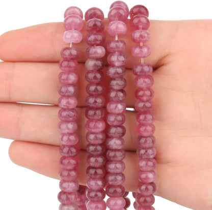 5x8mm Natural Green Lemon Jade Stone Rondelle Beads, 75PCS Spacer Round Loose Abacus Beads for Jewelry Making, Gemstone for Bracelet Necklace Earrings, Arts and Crafts - Colors B
