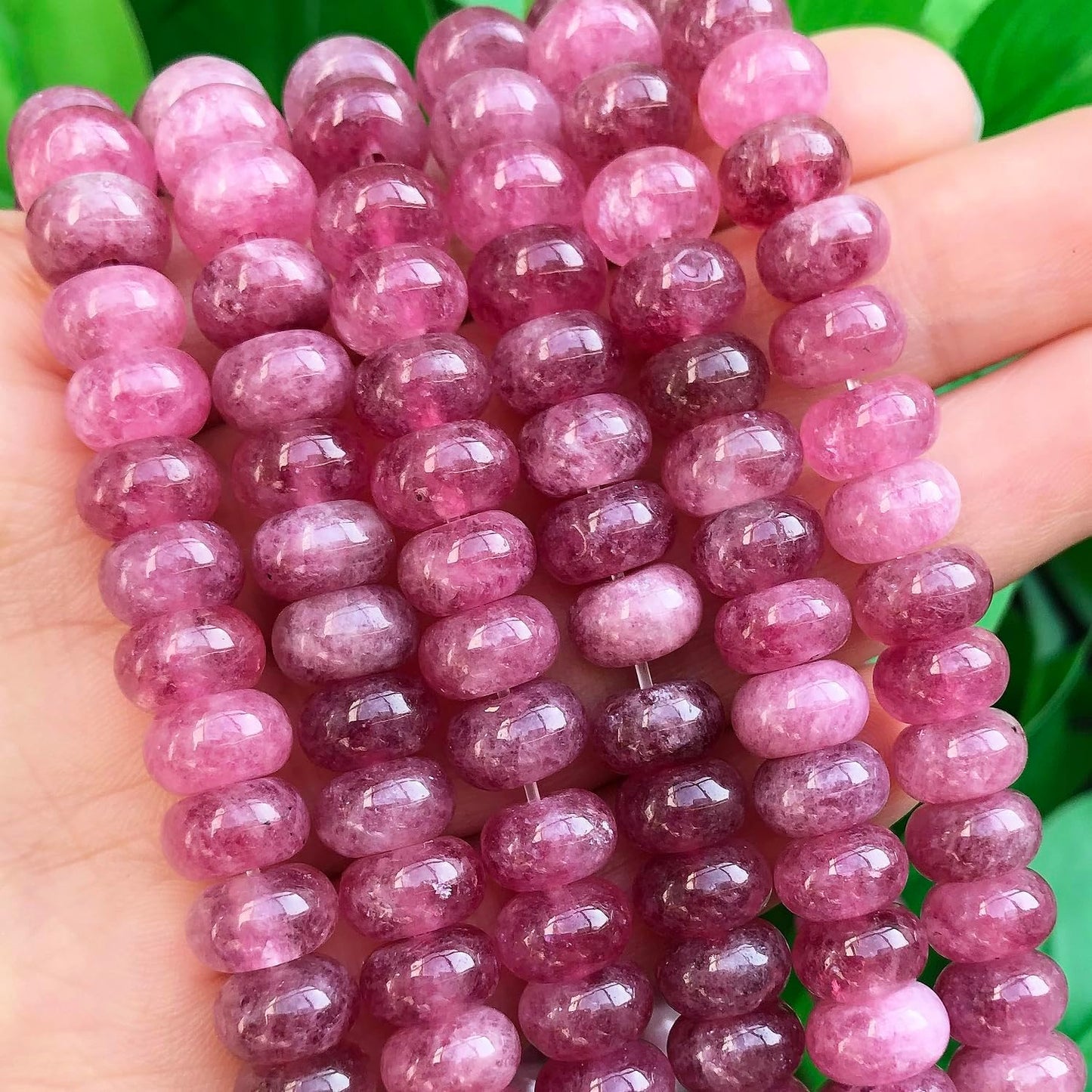 5x8mm Natural Green Lemon Jade Stone Rondelle Beads, 75PCS Spacer Round Loose Abacus Beads for Jewelry Making, Gemstone for Bracelet Necklace Earrings, Arts and Crafts - Colors B