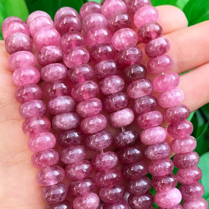 5x8mm Natural Green Lemon Jade Stone Rondelle Beads, 75PCS Spacer Round Loose Abacus Beads for Jewelry Making, Gemstone for Bracelet Necklace Earrings, Arts and Crafts - Colors B