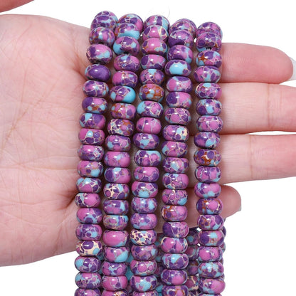 5x8mm Natural Green Lemon Jade Stone Rondelle Beads, 75PCS Spacer Round Loose Abacus Beads for Jewelry Making, Gemstone for Bracelet Necklace Earrings, Arts and Crafts - Colors B