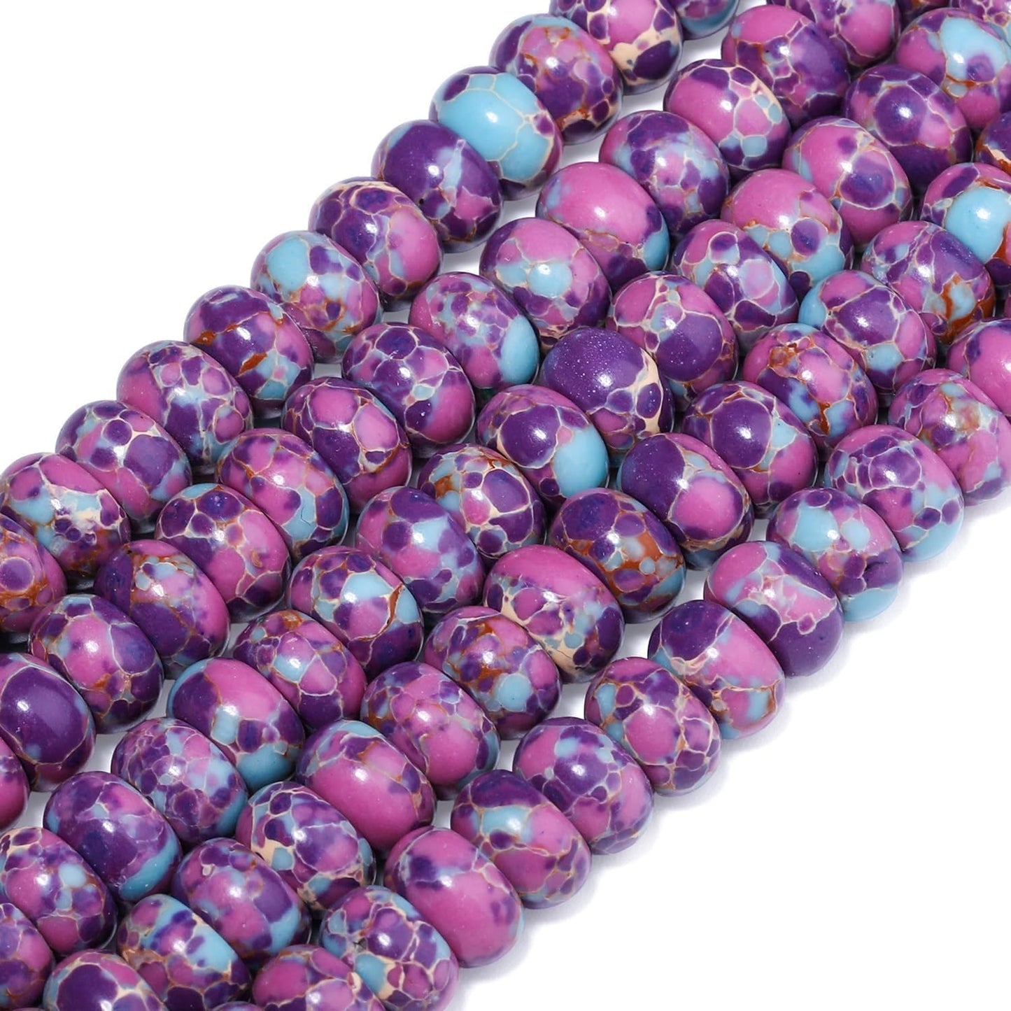 5x8mm Natural Green Lemon Jade Stone Rondelle Beads, 75PCS Spacer Round Loose Abacus Beads for Jewelry Making, Gemstone for Bracelet Necklace Earrings, Arts and Crafts - Colors B