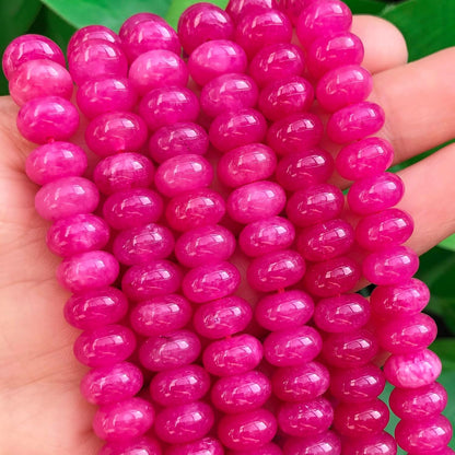 5x8mm Natural Green Lemon Jade Stone Rondelle Beads, 75PCS Spacer Round Loose Abacus Beads for Jewelry Making, Gemstone for Bracelet Necklace Earrings, Arts and Crafts - Colors B