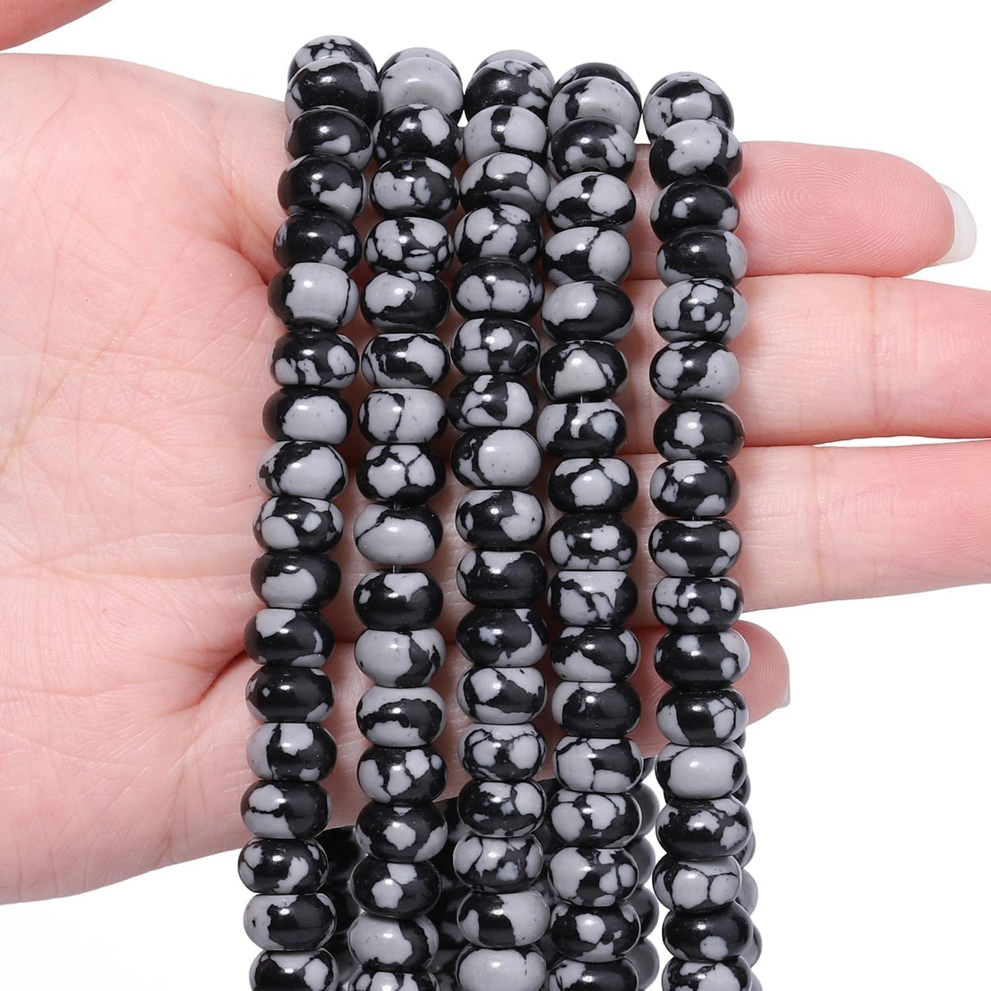 5x8mm Natural Green Lemon Jade Stone Rondelle Beads, 75PCS Spacer Round Loose Abacus Beads for Jewelry Making, Gemstone for Bracelet Necklace Earrings, Arts and Crafts - Colors B