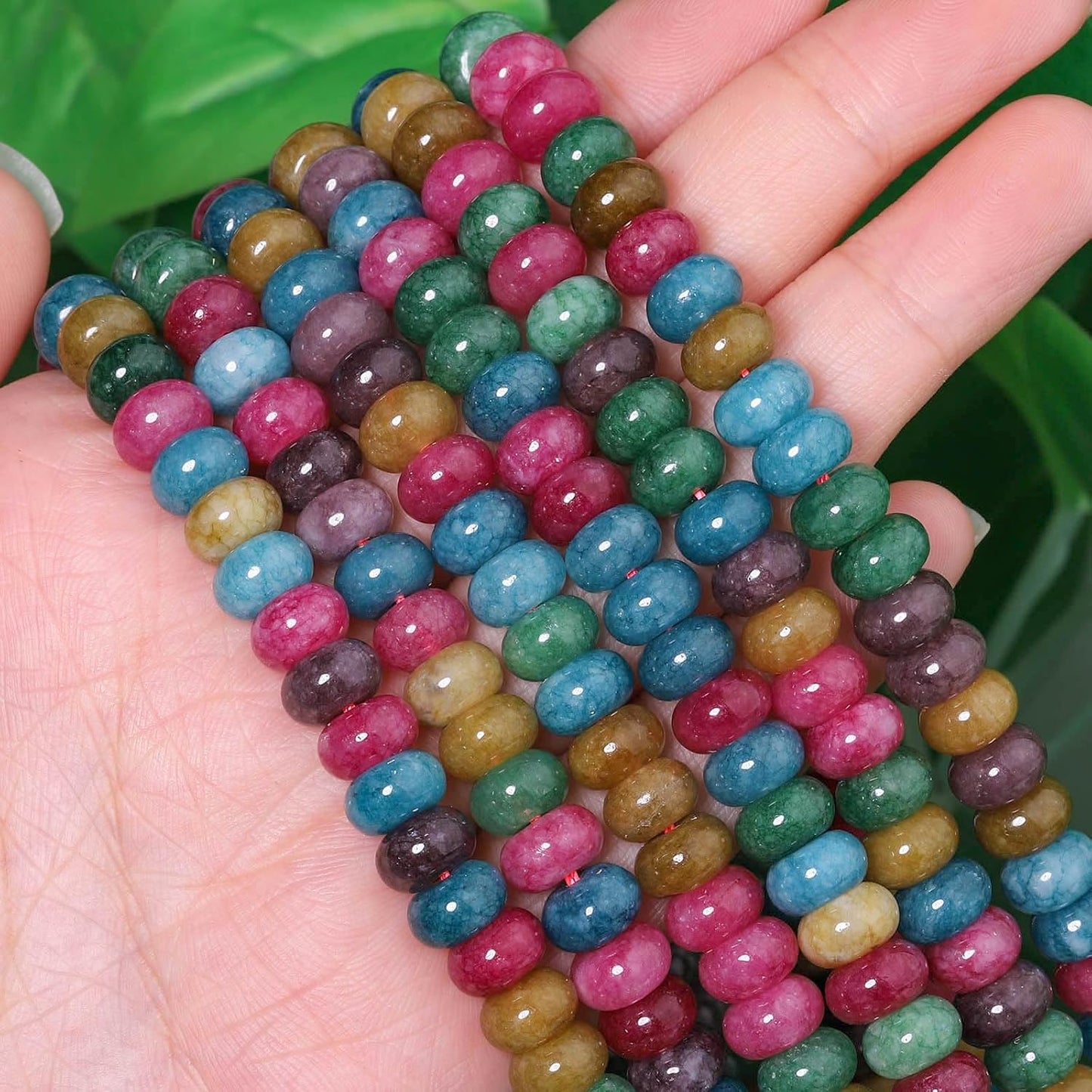 5x8mm Natural Green Lemon Jade Stone Rondelle Beads, 75PCS Spacer Round Loose Abacus Beads for Jewelry Making, Gemstone for Bracelet Necklace Earrings, Arts and Crafts - Colors B