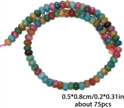 5x8mm Natural Green Lemon Jade Stone Rondelle Beads, 75PCS Spacer Round Loose Abacus Beads for Jewelry Making, Gemstone for Bracelet Necklace Earrings, Arts and Crafts - Colors B