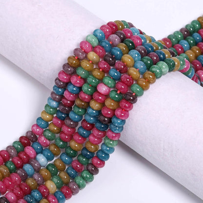 5x8mm Natural Green Lemon Jade Stone Rondelle Beads, 75PCS Spacer Round Loose Abacus Beads for Jewelry Making, Gemstone for Bracelet Necklace Earrings, Arts and Crafts - Colors B