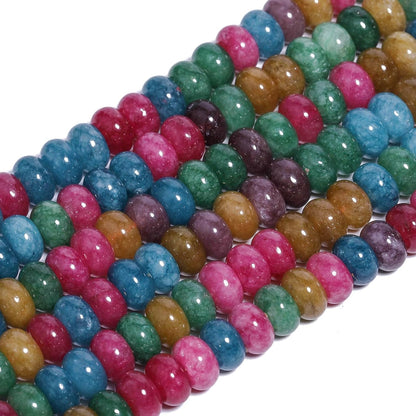 5x8mm Natural Green Lemon Jade Stone Rondelle Beads, 75PCS Spacer Round Loose Abacus Beads for Jewelry Making, Gemstone for Bracelet Necklace Earrings, Arts and Crafts - Colors B