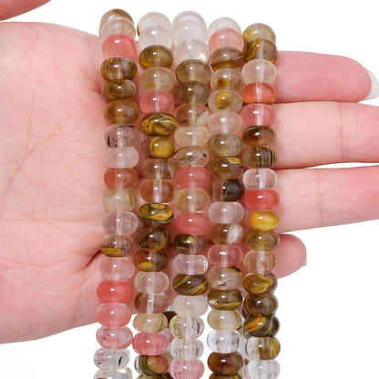 5x8mm Natural Green Lemon Jade Stone Rondelle Beads, 75PCS Spacer Round Loose Abacus Beads for Jewelry Making, Gemstone for Bracelet Necklace Earrings, Arts and Crafts - Colors B