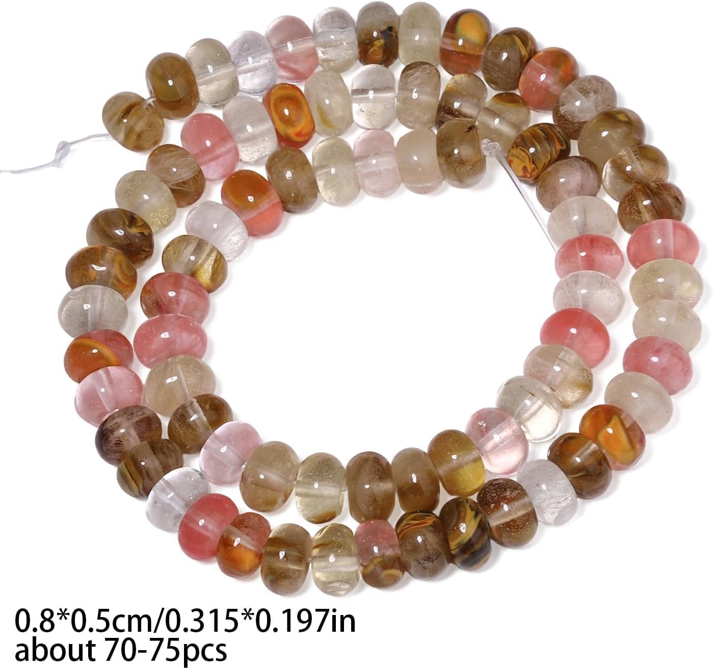 5x8mm Natural Green Lemon Jade Stone Rondelle Beads, 75PCS Spacer Round Loose Abacus Beads for Jewelry Making, Gemstone for Bracelet Necklace Earrings, Arts and Crafts - Colors B
