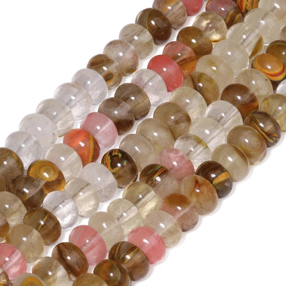 5x8mm Natural Green Lemon Jade Stone Rondelle Beads, 75PCS Spacer Round Loose Abacus Beads for Jewelry Making, Gemstone for Bracelet Necklace Earrings, Arts and Crafts - Colors B