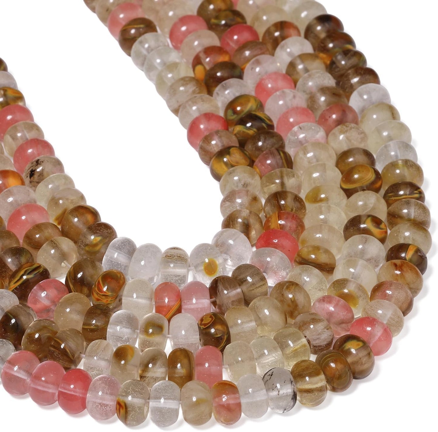 5x8mm Natural Green Lemon Jade Stone Rondelle Beads, 75PCS Spacer Round Loose Abacus Beads for Jewelry Making, Gemstone for Bracelet Necklace Earrings, Arts and Crafts - Colors B