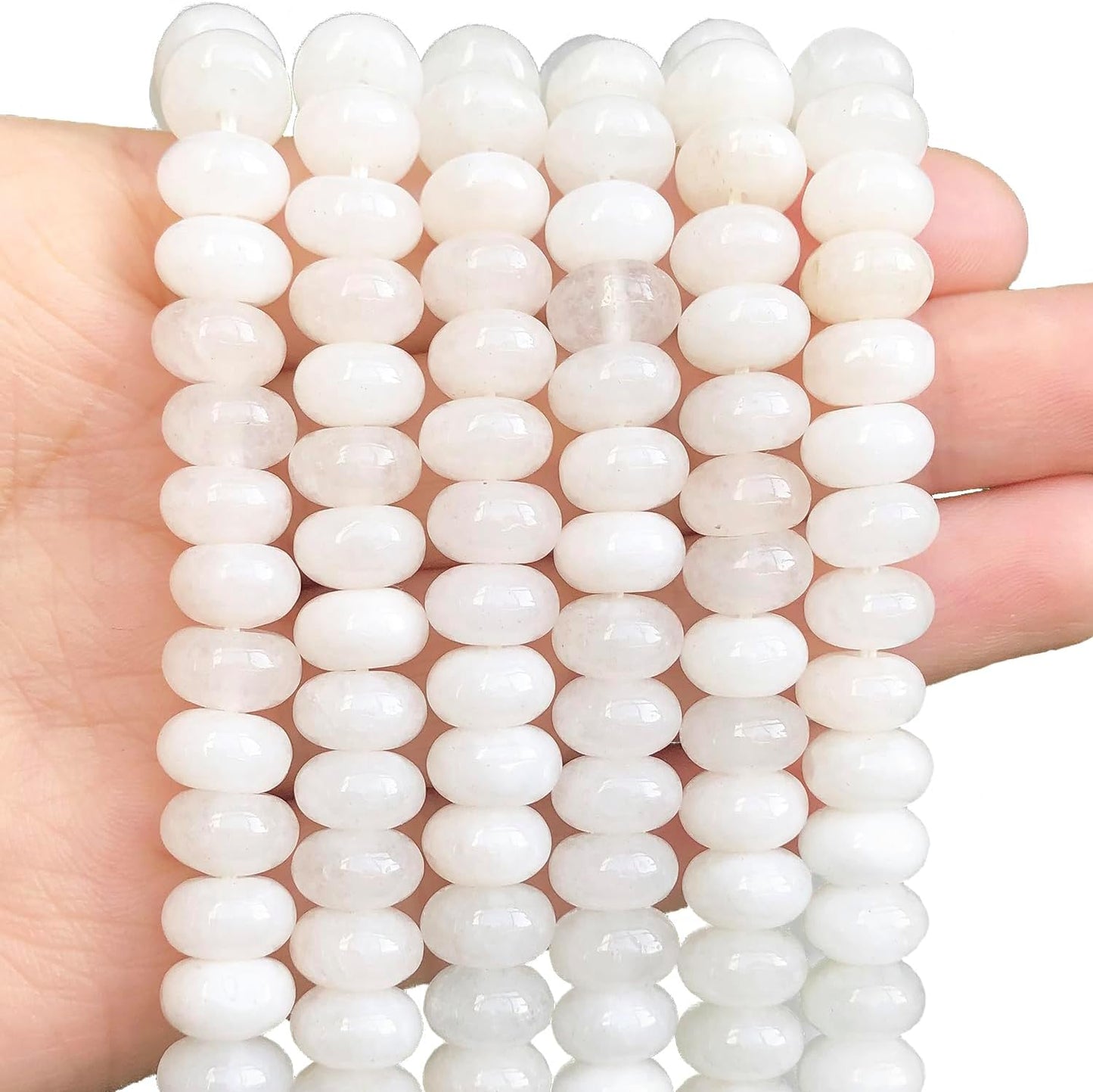 5x8mm Natural Green Lemon Jade Stone Rondelle Beads, 75PCS Spacer Round Loose Abacus Beads for Jewelry Making, Gemstone for Bracelet Necklace Earrings, Arts and Crafts - Colors B