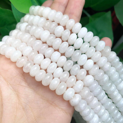 5x8mm Natural Green Lemon Jade Stone Rondelle Beads, 75PCS Spacer Round Loose Abacus Beads for Jewelry Making, Gemstone for Bracelet Necklace Earrings, Arts and Crafts - Colors B
