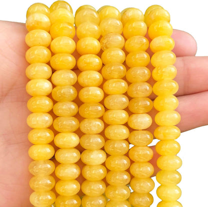 5x8mm Natural Green Lemon Jade Stone Rondelle Beads, 75PCS Spacer Round Loose Abacus Beads for Jewelry Making, Gemstone for Bracelet Necklace Earrings, Arts and Crafts - Colors B