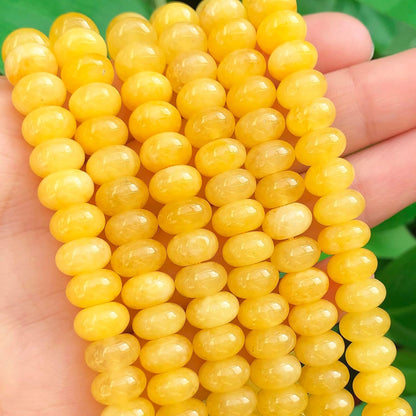 5x8mm Natural Green Lemon Jade Stone Rondelle Beads, 75PCS Spacer Round Loose Abacus Beads for Jewelry Making, Gemstone for Bracelet Necklace Earrings, Arts and Crafts - Colors B