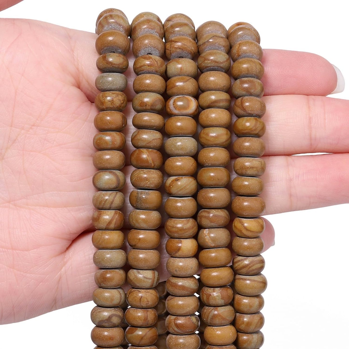 5x8mm Natural Green Lemon Jade Stone Rondelle Beads, 75PCS Spacer Round Loose Abacus Beads for Jewelry Making, Gemstone for Bracelet Necklace Earrings, Arts and Crafts - Colors B