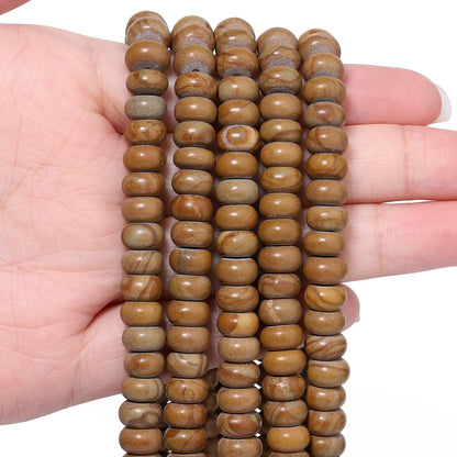 5x8mm Natural Green Lemon Jade Stone Rondelle Beads, 75PCS Spacer Round Loose Abacus Beads for Jewelry Making, Gemstone for Bracelet Necklace Earrings, Arts and Crafts - Colors B