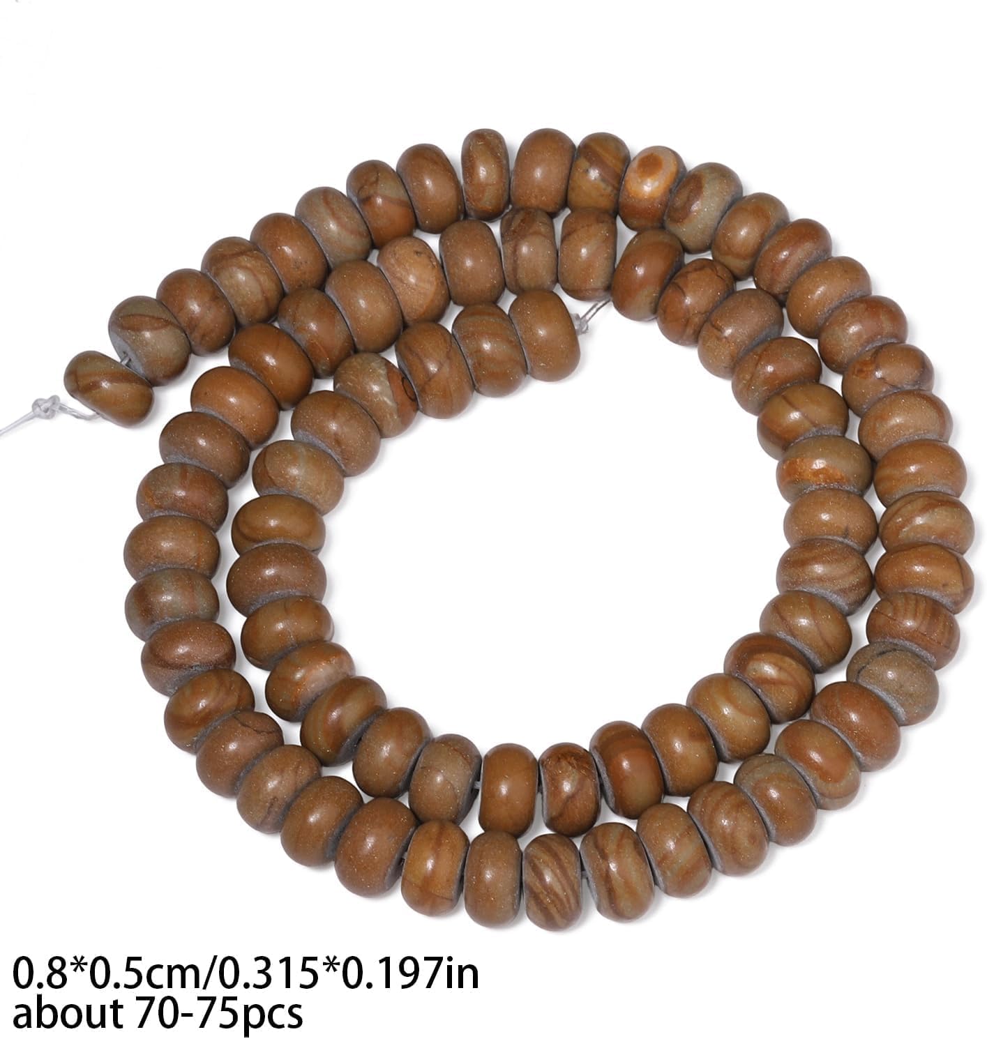 5x8mm Natural Green Lemon Jade Stone Rondelle Beads, 75PCS Spacer Round Loose Abacus Beads for Jewelry Making, Gemstone for Bracelet Necklace Earrings, Arts and Crafts - Colors B
