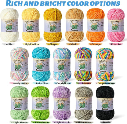 3 Pack Fuzzy Chenille Yarn for Crocheting, Velvet Baby Blanket Yarn for Crocheting, Soft Plush Yarn for Hand Knitting, (300 g/393yds) Fluffy Amigurumi Crochet Yarn (3 Greenish Yellow)
